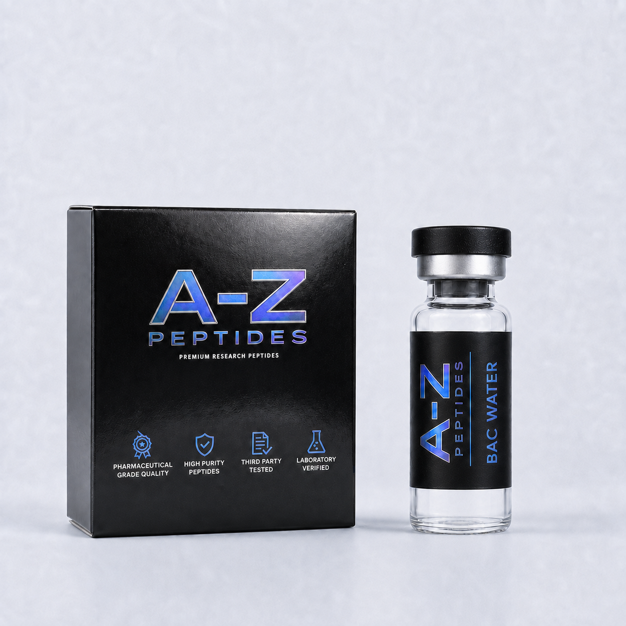 A-Z Peptides standalone BAC Water box and vial